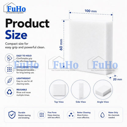 Fuho MagicFoam Melamine Sponge Eraser, Cleans with Water (20, 100 pcs)