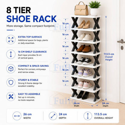 Fuho CornerStack Slim Vertical Shoe Rack (3, 5, 8 Tier)