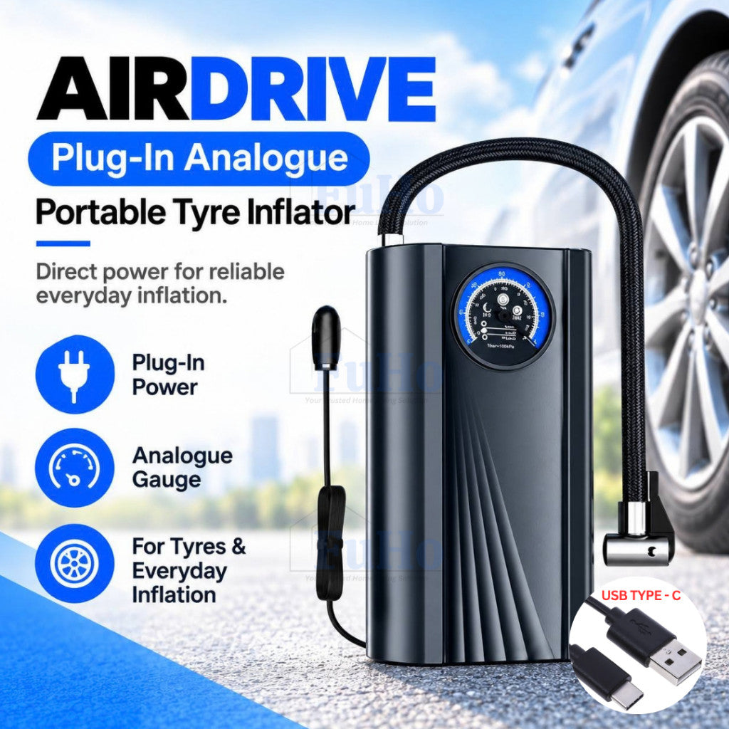 Fuho AirDrive Portable Tyre Pump for Car, Bicycle & Balls
