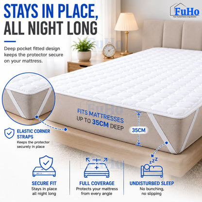 Fuho SleepGuard Mattress Protector | Bed Protector | Cotton Bed Protector | (HL0344)