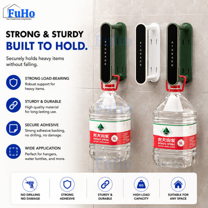 Fuho Foldable Wall-Mounted Hanger Organiser Rack (Adhesive)