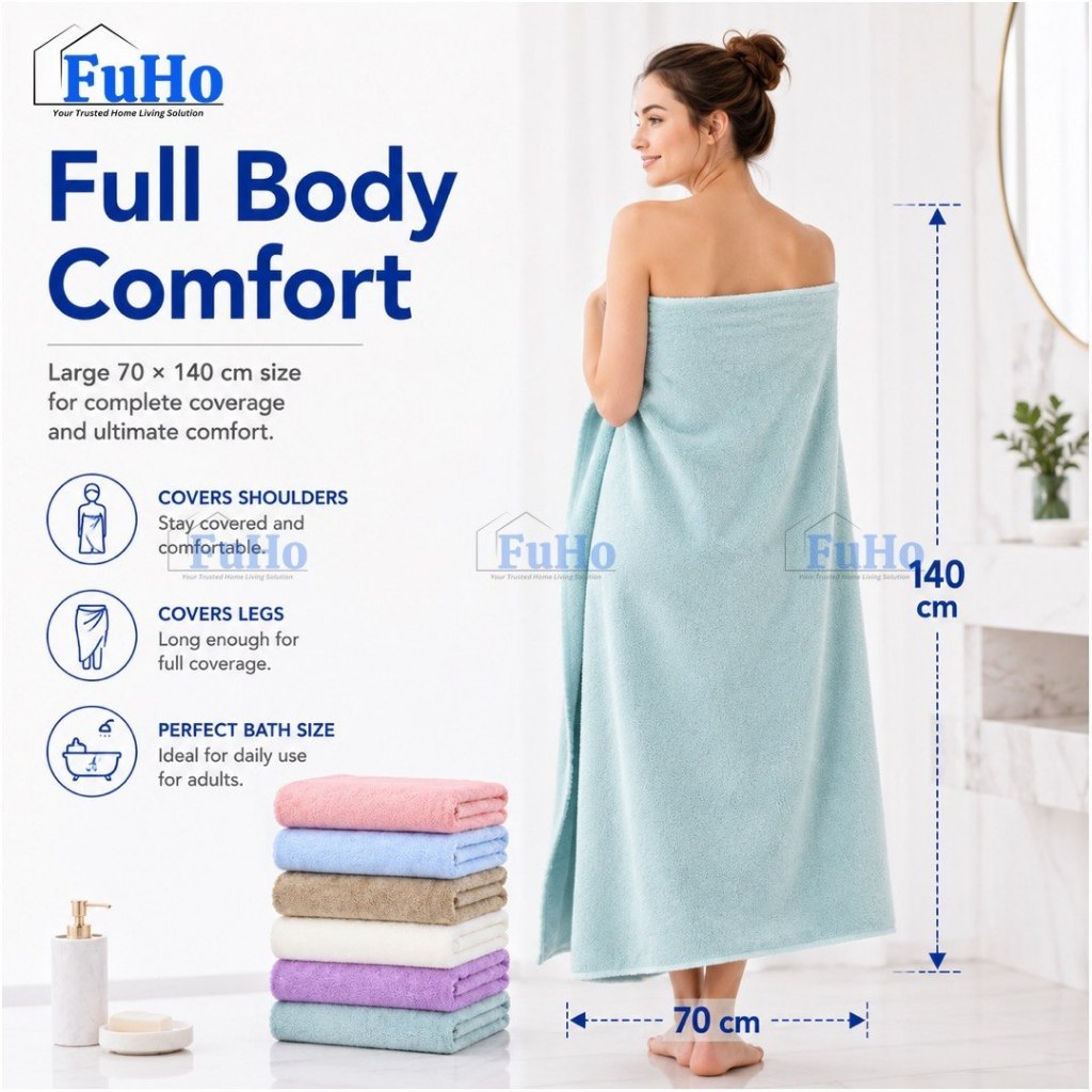 🇸🇬READY STOCK🇸🇬 FuHo Cloudsoft Absorbed Towel | Toilet Towel | Cotton Towel | Bathing Towel | Shower Towel | (HL0347)