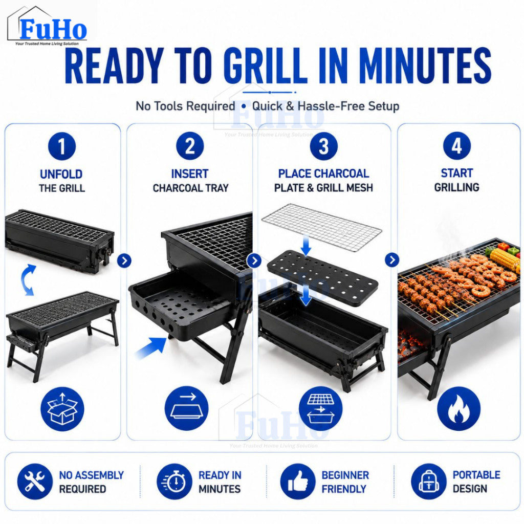 Fuho Foldable Portable BBQ Pit | BBQ Pit | Portable BBQ Pit | (HL0340)