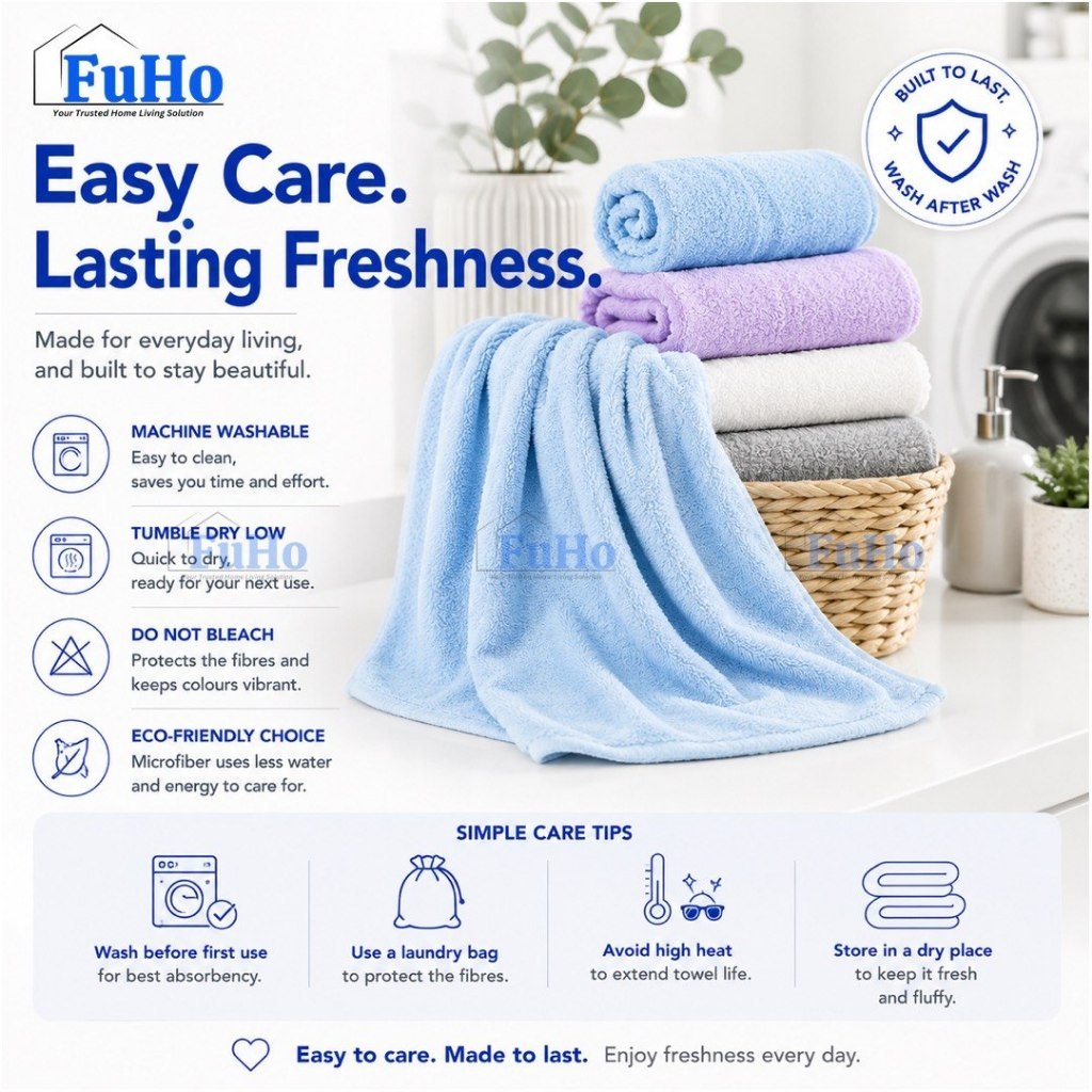 🇸🇬READY STOCK🇸🇬 FuHo Cloudsoft Absorbed Towel | Toilet Towel | Cotton Towel | Bathing Towel | Shower Towel | (HL0347)