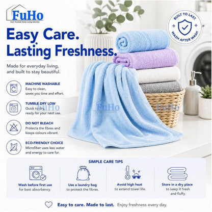 Fuho Cloudsoft Microfibre Bath Towel, Super Absorbent & Quick-Dry