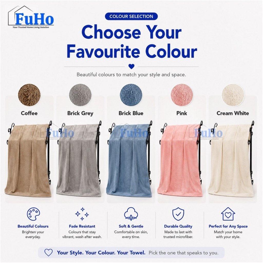 🇸🇬READY STOCK🇸🇬 FuHo Cloudsoft Absorbed Towel | Toilet Towel | Cotton Towel | Bathing Towel | Shower Towel | (HL0347)