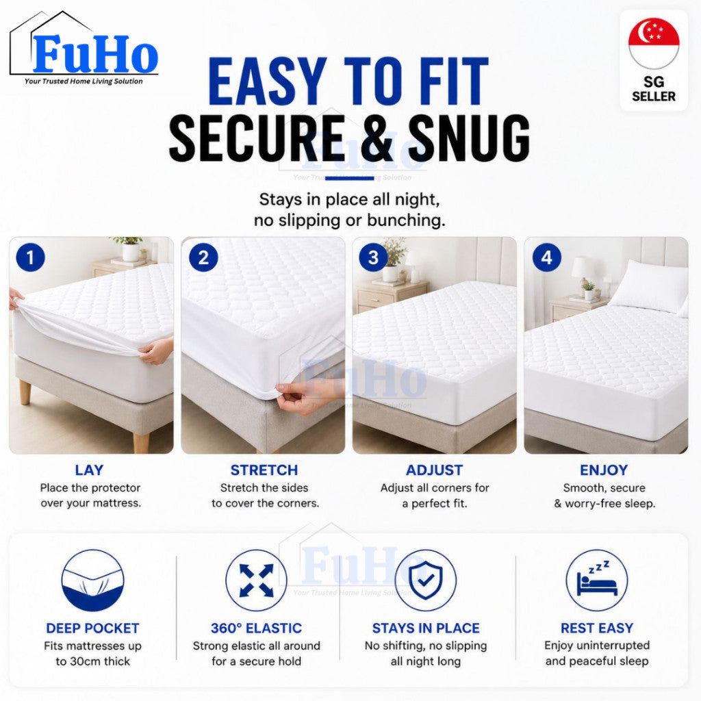 Fuho Waterproof BedSheet | Bed Sheet | Pillow Case | Mattress Protector | (HL0345)