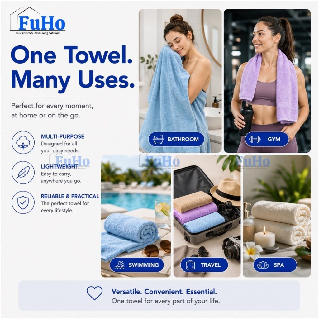 🇸🇬READY STOCK🇸🇬 FuHo Cloudsoft Absorbed Towel | Toilet Towel | Cotton Towel | Bathing Towel | Shower Towel | (HL0347)