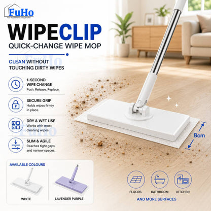 Fuho WipeClip Quick-Change Flat Mop, Slim 8cm Head (Wet & Dry)