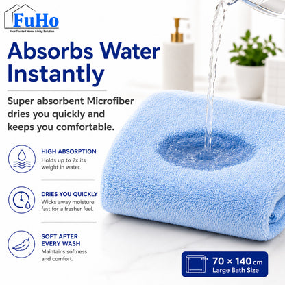 Fuho Cloudsoft Microfibre Bath Towel, Super Absorbent & Quick-Dry
