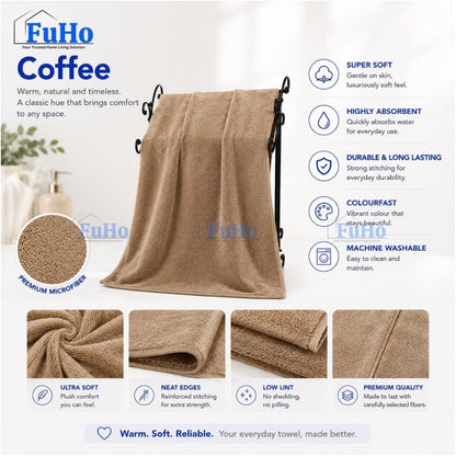 Fuho Cloudsoft Microfibre Bath Towel, Super Absorbent & Quick-Dry