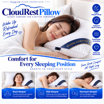 Fuho CloudRest Soft Fluffy Pillow | Hotel Pillow | Neck Support Pillow | Polyester Fibre Bed Pillow | (HL0351)