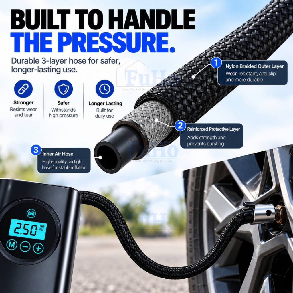 Fuho AirDrive Portable Tyre Pump for Car, Bicycle & Balls