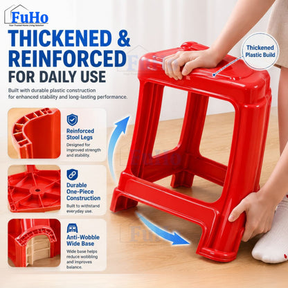 Fuho Red Stackable Stool | Red Plastic Stool | Stackable Chair | Windmill Stool | (HL0341)