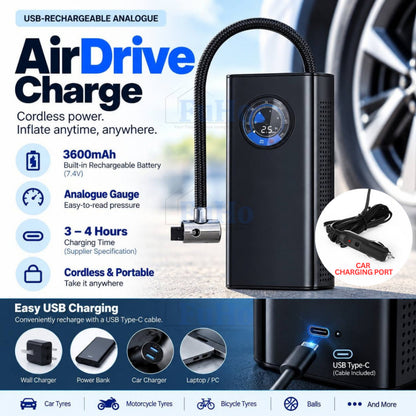 Fuho AirDrive Portable Tyre Pump for Car, Bicycle & Balls