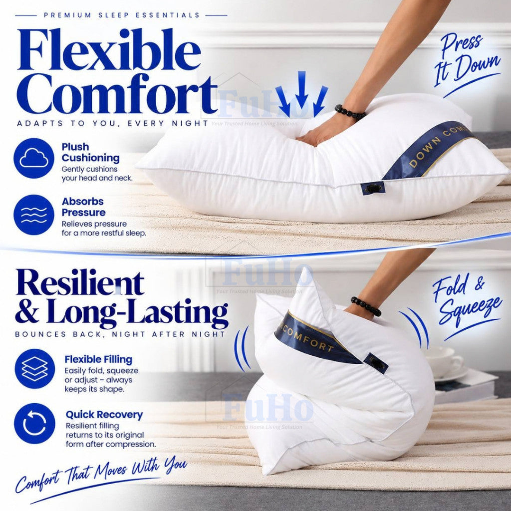 Fuho CloudRest Soft Fluffy Pillow | Hotel Pillow | Neck Support Pillow | Polyester Fibre Bed Pillow | (HL0351)