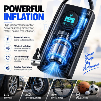 Fuho AirDrive Portable Tyre Pump for Car, Bicycle & Balls