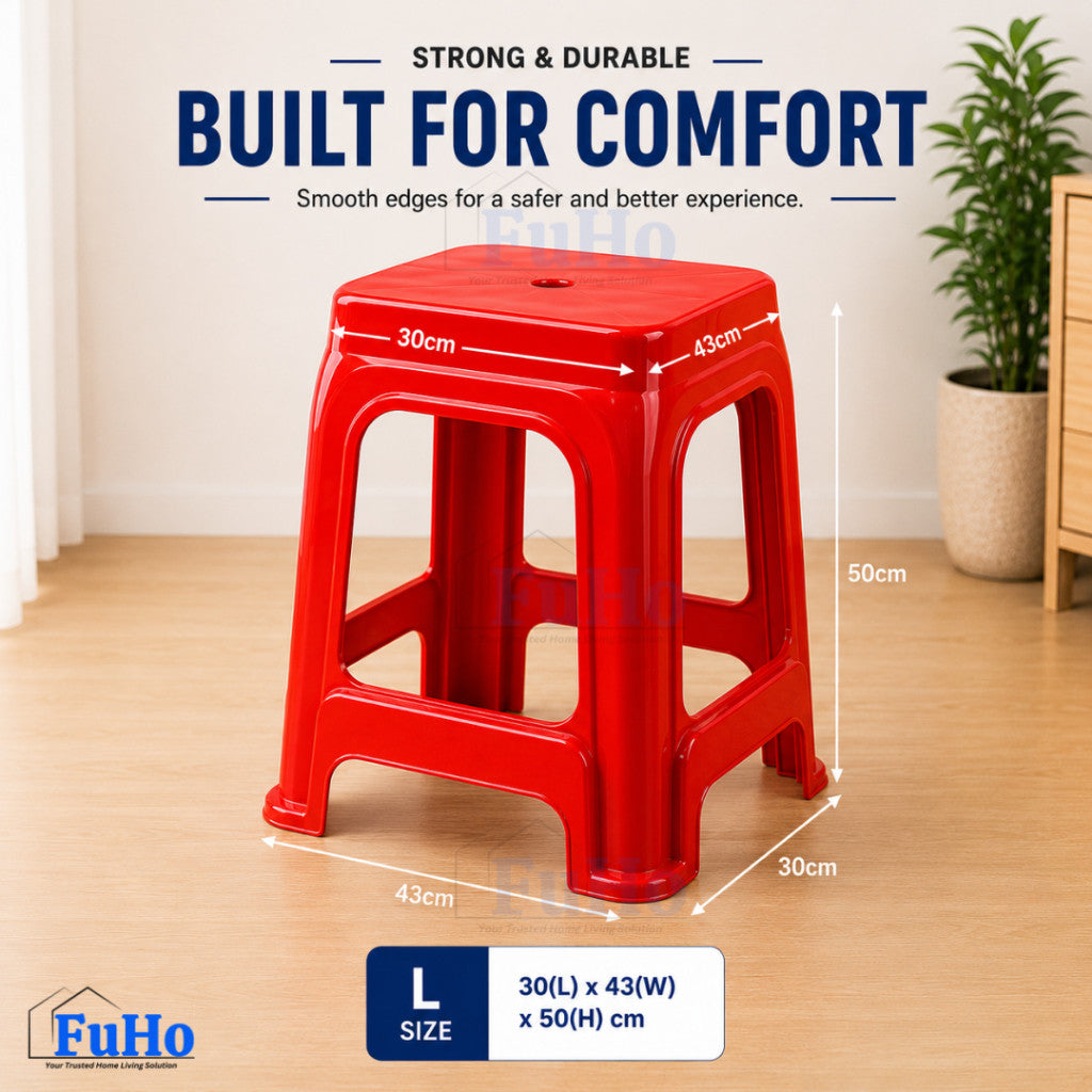 Fuho Red Stackable Stool | Red Plastic Stool | Stackable Chair | Windmill Stool | (HL0341)
