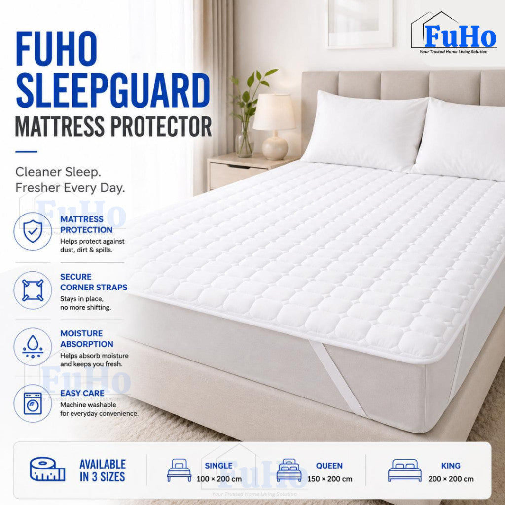 Fuho SleepGuard Mattress Protector | Bed Protector | Cotton Bed Protector | (HL0344)