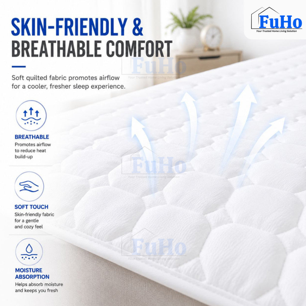 Fuho SleepGuard Mattress Protector | Bed Protector | Cotton Bed Protector | (HL0344)