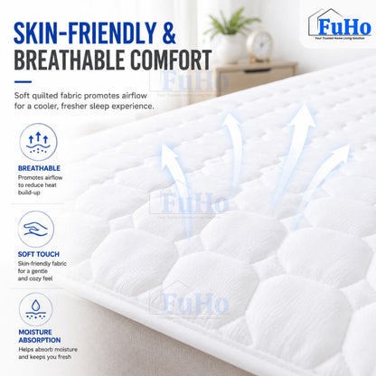 Fuho SleepGuard Mattress Protector | Bed Protector | Cotton Bed Protector | (HL0344)