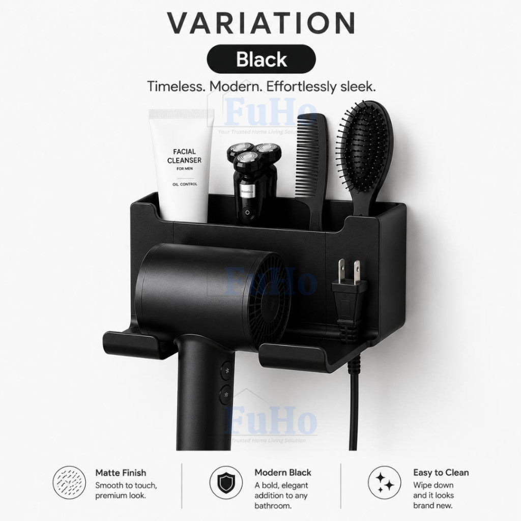 GroomDock Hair Dryer Holder | Hair Dryer | Hair Dryer Holder | Wall Mounted Hair Dryer | (HL0356)