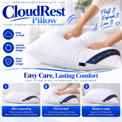 Fuho CloudRest Soft Fluffy Pillow | Hotel Pillow | Neck Support Pillow | Polyester Fibre Bed Pillow | (HL0351)