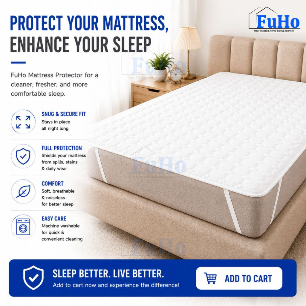 Fuho SleepGuard Mattress Protector | Bed Protector | Cotton Bed Protector | (HL0344)