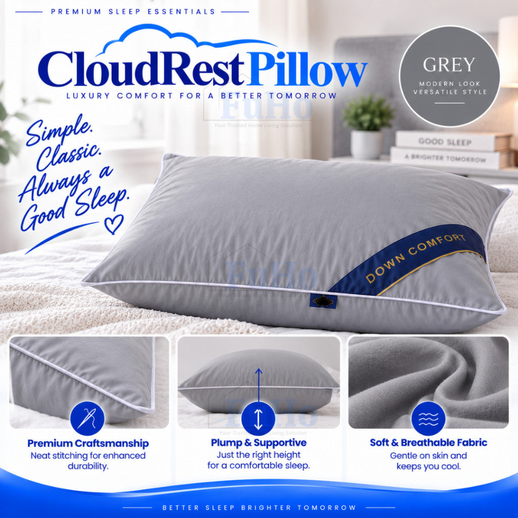 Fuho CloudRest Soft Fluffy Pillow | Hotel Pillow | Neck Support Pillow | Polyester Fibre Bed Pillow | (HL0351)