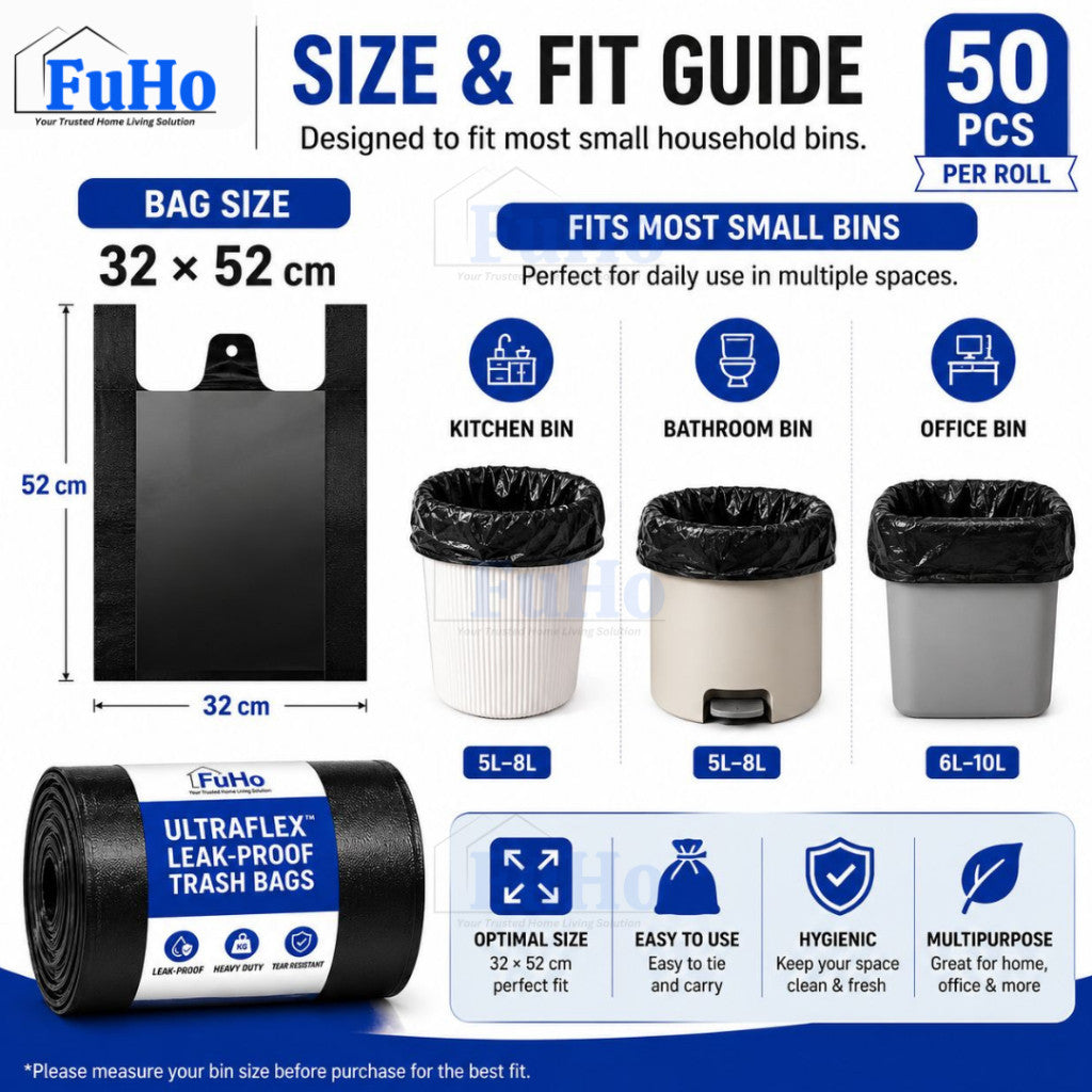 Fuho UltraFlex Leak Proof Trash Bag | Dustbin Bag | Plastic Bag | Trash Bin