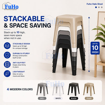 Fuho Halo Leather Stool | Stackable Chair | Windmill Chair | Stackable Benches (HL0348)