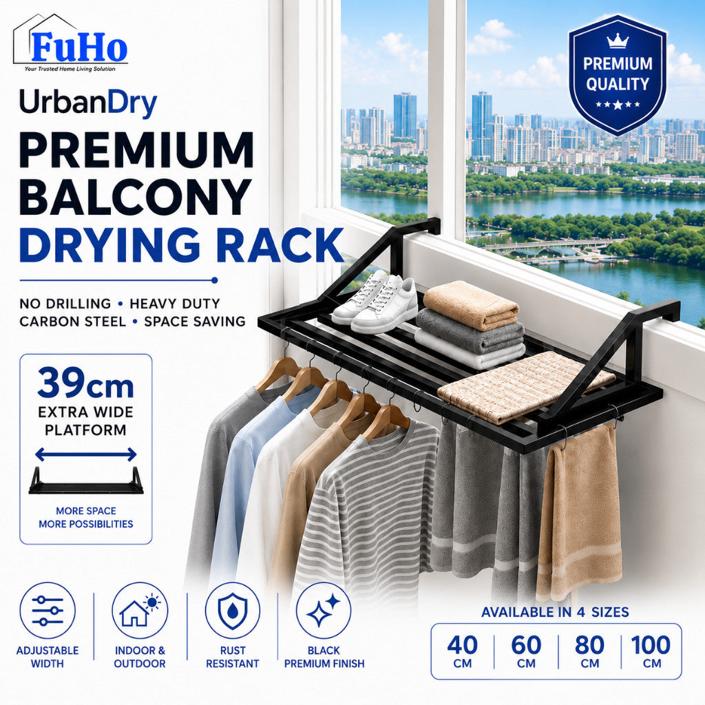 Fuho Premium Balcony Drying Rack | Clothes Rack | Clothes Hanger | Balcony Drying Rack | (HL0354)
