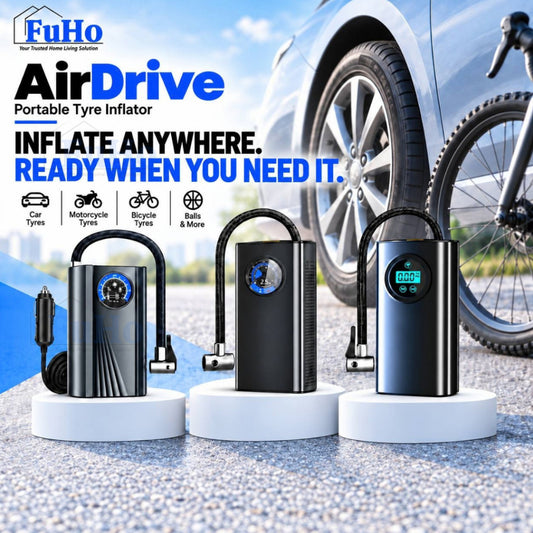Fuho AirDrive Portable Tyre Pump for Car, Bicycle & Balls