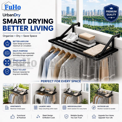 Fuho Premium Wall-Mounted Balcony Drying Rack, Foldable (40cm to 100cm)