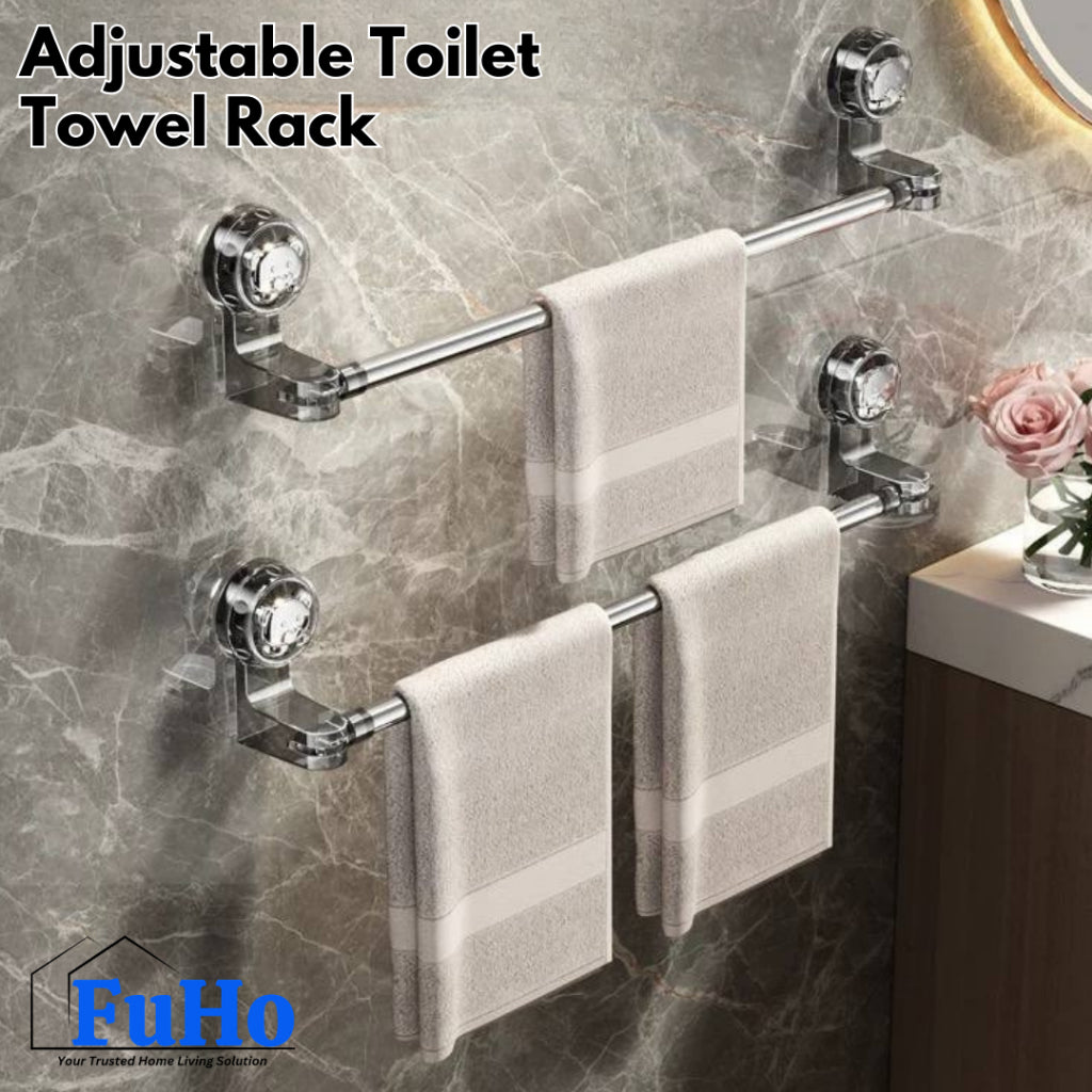 🇸🇬READY STOCK🇸🇬 FuHo Adjustable Toilet Rack | Clothes Rack | Towel Rack | Bathroom Rack (TL0058)